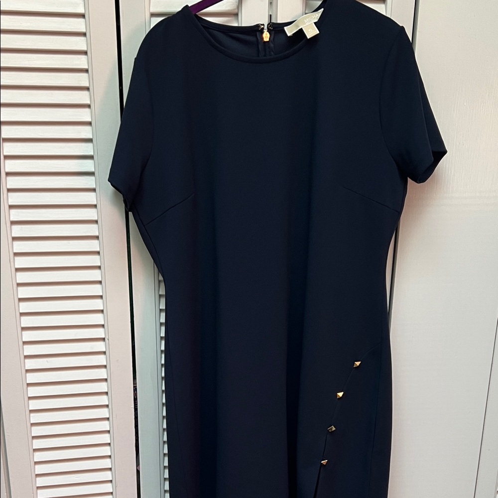 Michael Kors Navy Mini Dress with Gold Accents - Picture 2 of 4